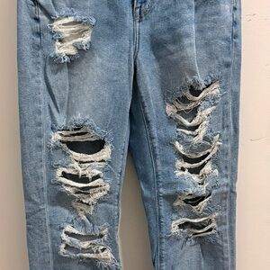 American Eagle Outfitters Ripped Light Blue Mom Jeans